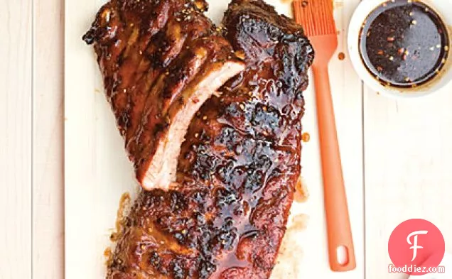 Grilled Baby Back Ribs with Sticky Brown Sugar Glaze