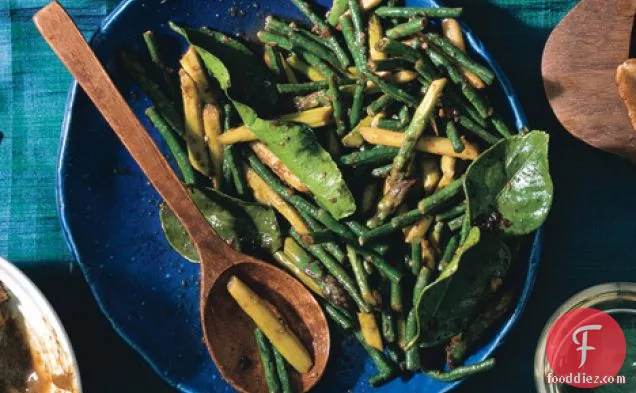 Stir-Fried Asparagus and Snake Beans with Chile Jam and Kaffir Lime