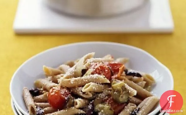 Whole Wheat Pasta With Roasted Eggplant And Tomatoes