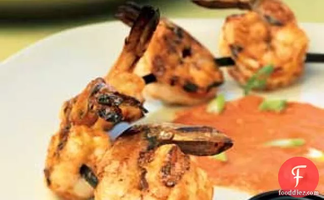 Shrimp Skewers with Charred-Tomato Vinaigrette