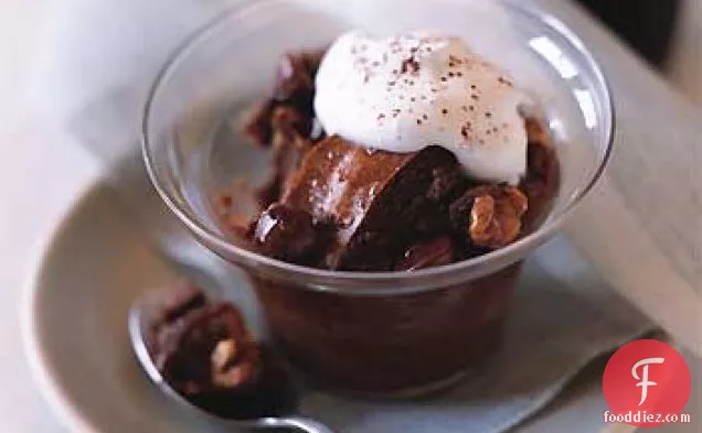 Chocolate Bread Pudding with Walnuts and Chocolate Chips