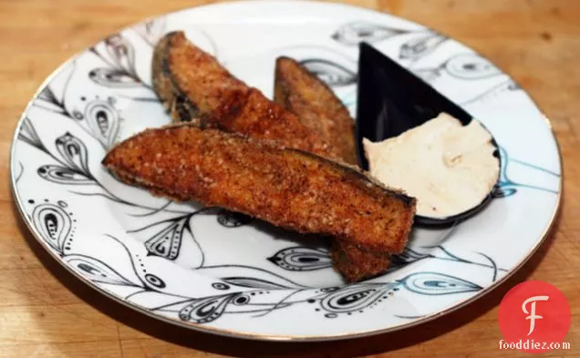 Eggplant Fingers With Hummus-labne Dipping Sauce