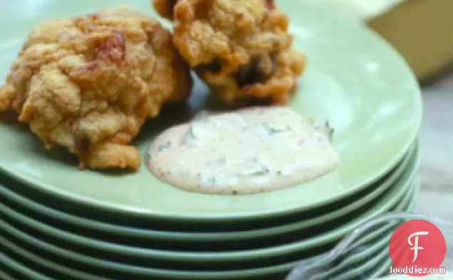 Crawfish-Eggplant Beignets with Remoulade Sauce