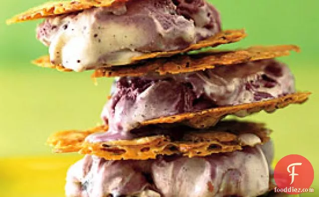 Almond Florentine and Black Raspberry Chip Ice Cream Sandwiches