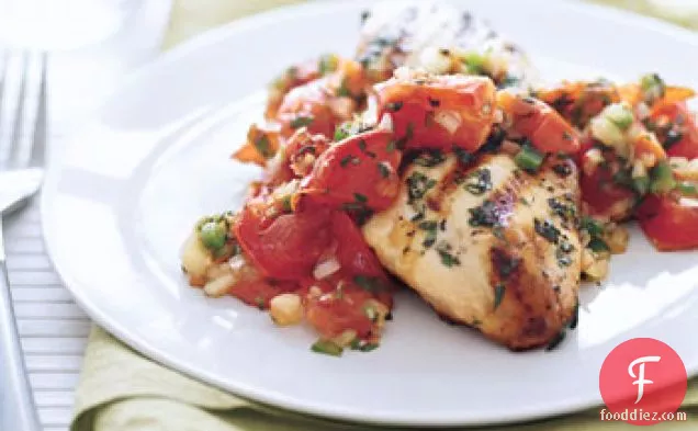 Grilled Chicken with Roasted Tomato and Oregano Salsa