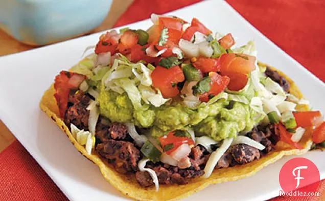 Veggie Tostadas with Black Beans and Easy Guacamole