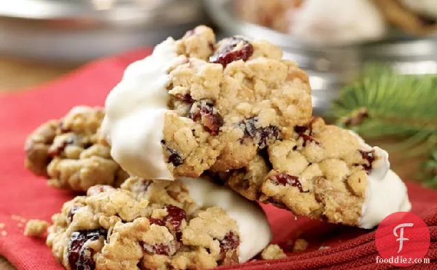 White Chocolate-Dipped Oatmeal-Cranberry Cookies