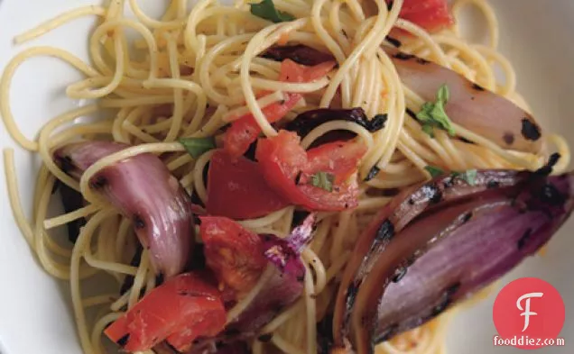 Spaghetti with Smoky Tomatoes and Onions