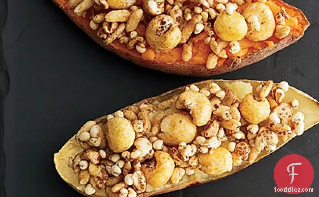 Sweet Potatoes with Curried Puffed Grains