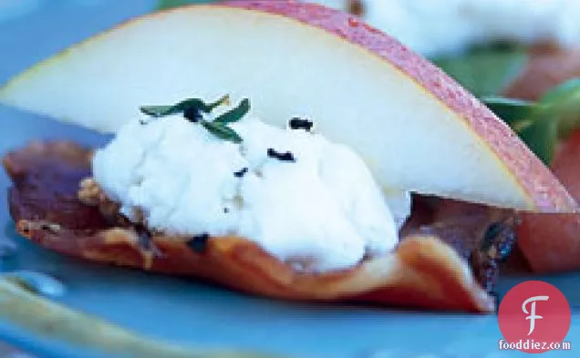 Pancetta Crisps with Goat Cheese and Pear
