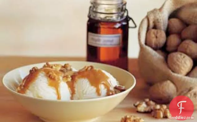 Vanilla Ice Cream with Maple-Walnut Sauce