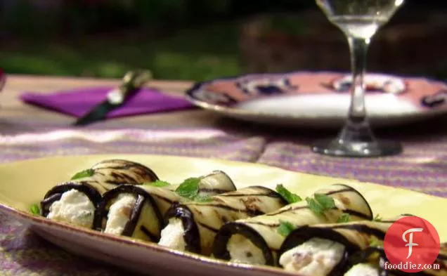 Eggplant Rolls with Ricotta, Walnuts and Mint
