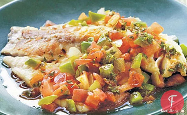 Spicy Louisiana Tilapia Fillets with Sautéed Vegetable Relish