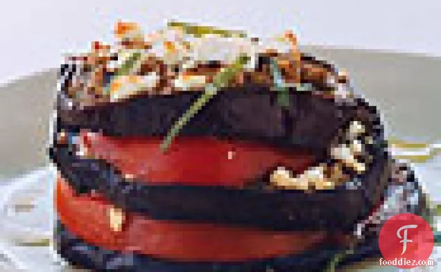 Grilled Eggplant Stacks With Tomato And Feta