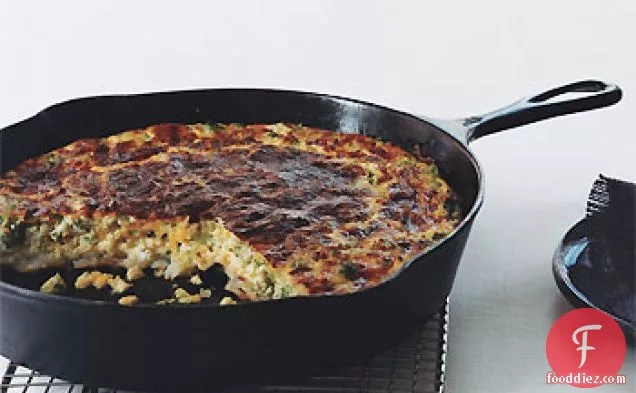 Broccoli and Cheddar Skillet Flan