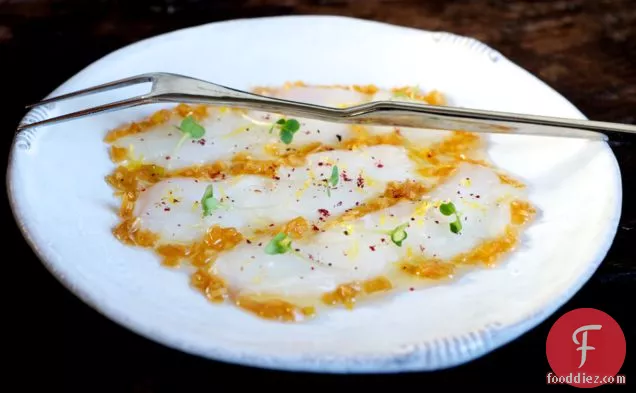 Carpaccio Of Suffolk Cod With Shallot, Ginger And Soy Vinaigrette