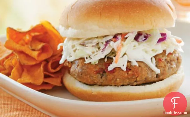 Chipotle Barbecue Burgers with Slaw