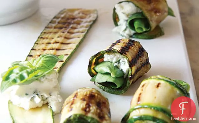 Grilled Zucchini Roll-Ups With Herbs and Cheese