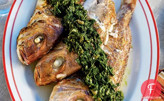 Whole Baby Snapper and Green Sauce