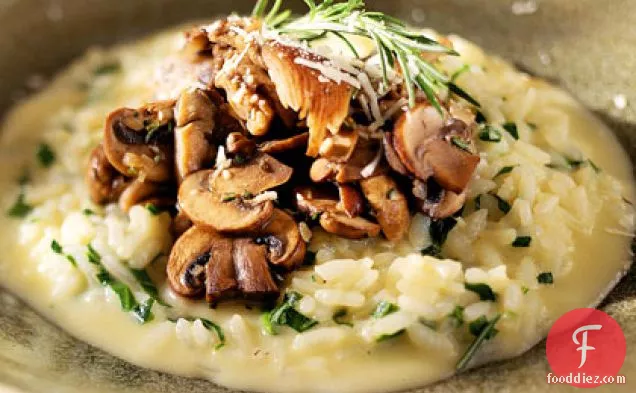 Smoked-Gouda Risotto with Spinach and Mushrooms