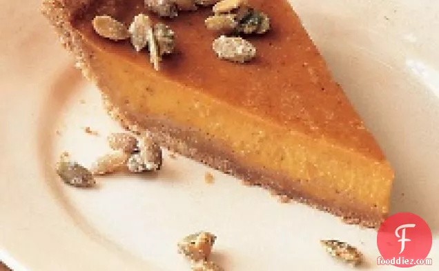 Pumpkin Pie With Graham Crust And Candied Pepitas