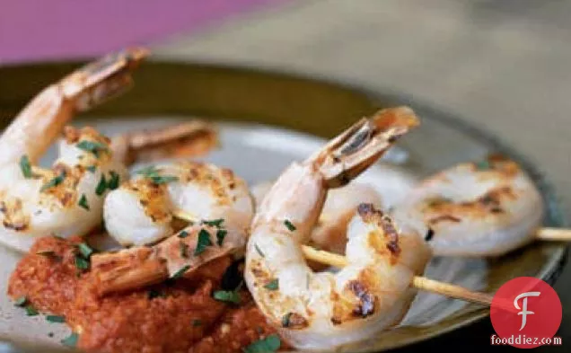 Grilled Shrimp Skewers with Romesco