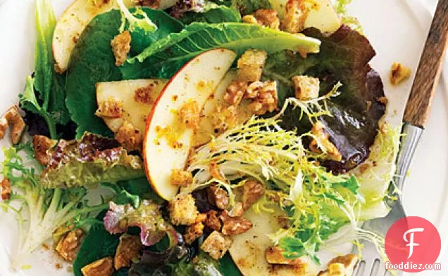 Fall Green Salad with Apples, Nuts, and Pain d'Épice Dressing