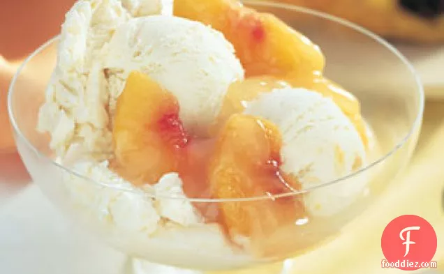 Peach Custard Ice Cream with Fresh Peach Compote