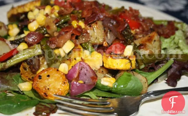 Roasted Vegetable Spinach Salad