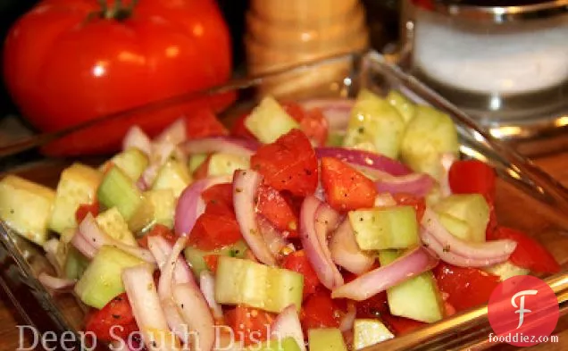 Simple Summer Cucumber, Onion and Tomato Salad