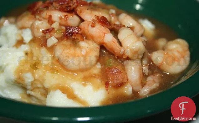 Shrimp and Brown Gravy with Homemade Mashed Potatoes