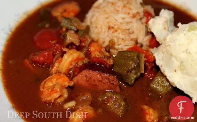 Shrimp and Sausage Gumbo with Microwave Roux