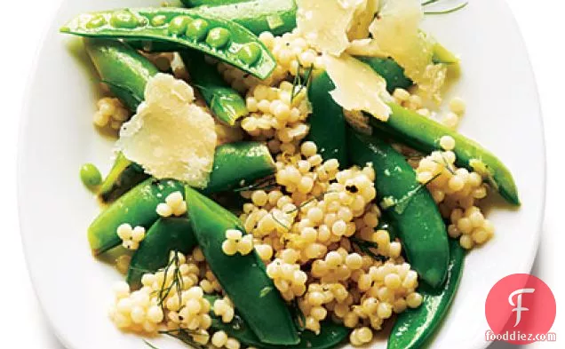 Israeli Couscous and Dill Snap Peas