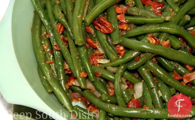 Browned Butter Green Beans with Bacon and Pecans