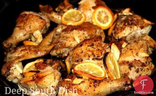Cast Iron Skillet Roasted Cut Up Chicken
