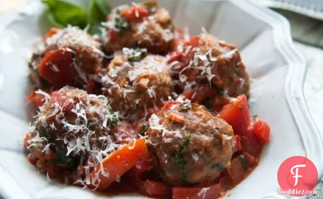 Turkey Meatballs with Tomatoes and Basil