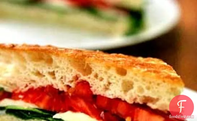Arugula, Mozzarella, Tomato on Focaccia