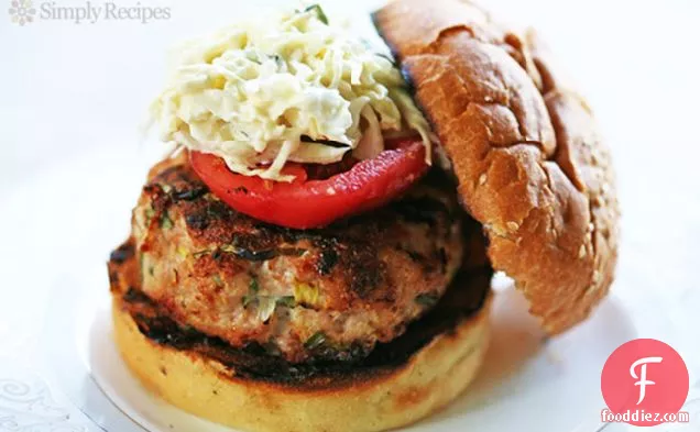 Spicy Grilled Turkey Burger with Coleslaw