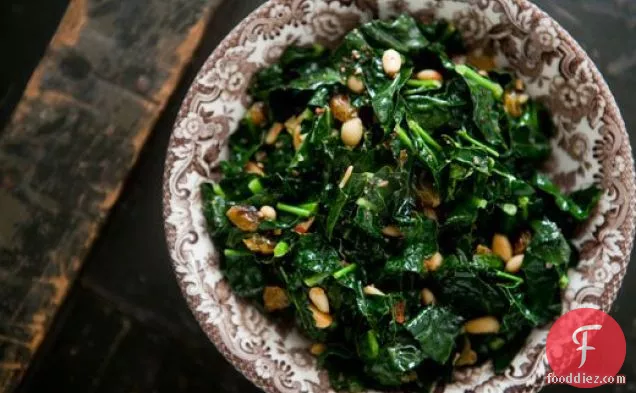 Sautéed Greens with Pine Nuts and Raisins