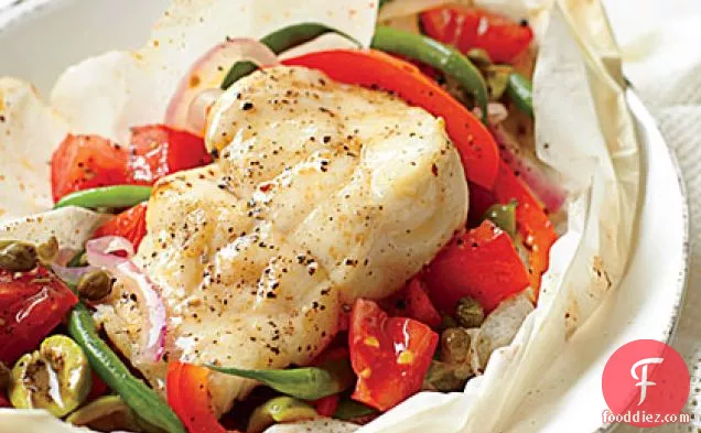 Parchment-Baked Fish and Tomatoes