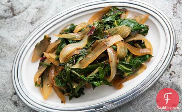 Sautéed Chard and Onions with Caraway