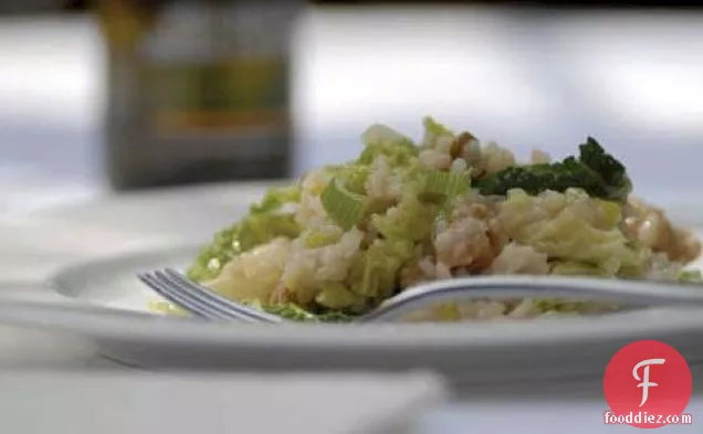 Leek, Savoy Cabbage and Walnut Risotto