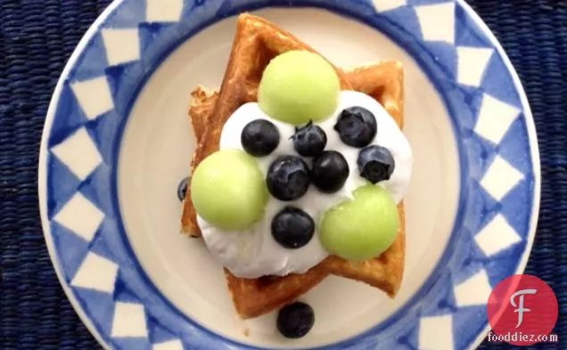 Gluten-Free Dessert Waffles with Coconut Cream and Fruit