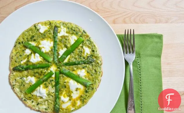Ramp Pesto Omelette with Asparagus and Goat Cheese