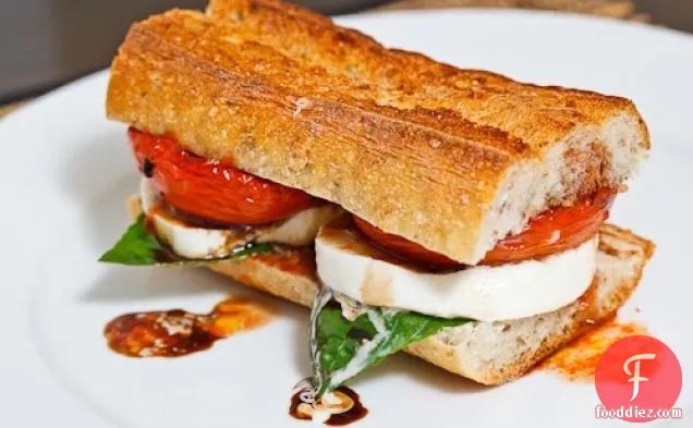 Balsamic Roasted Tomato Caprese Sandwich