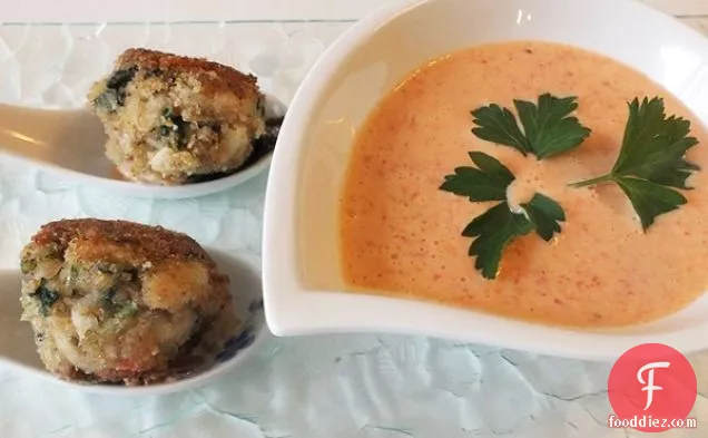 Salmon and Potato Croquettes with Creamy Romesco Dip