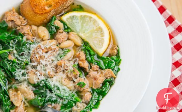 Spinach, White Bean and Turkey Sausage Soup