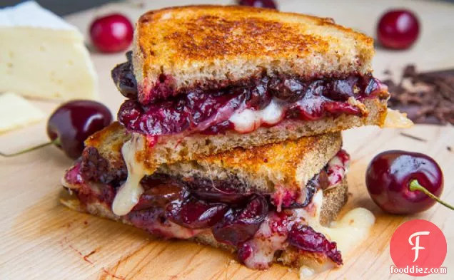 Balsamic Roasted Cherry, Dark Chocolate and Brie Grilled Cheese Sandwich