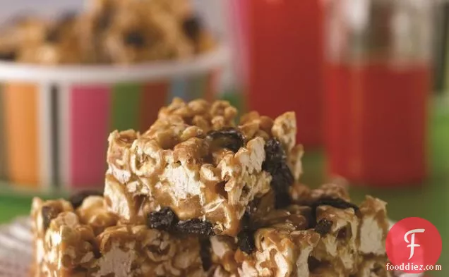 Sweet Peanut Butter Popcorn Bars