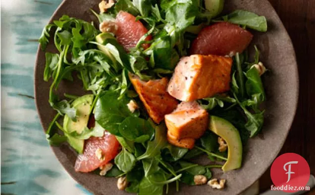 Grapefruit and Avocado Salad With Seared Salmon